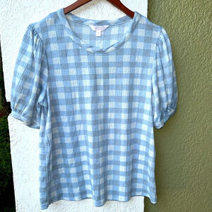 Lauren Conrad Blue Gingham Top